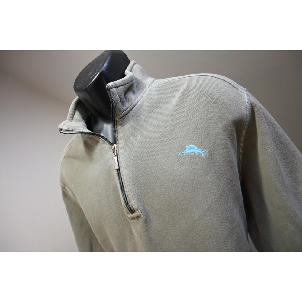 Tommy Bahama Pullover Mens Large Olive Green Relax Quarter Zip Marlin